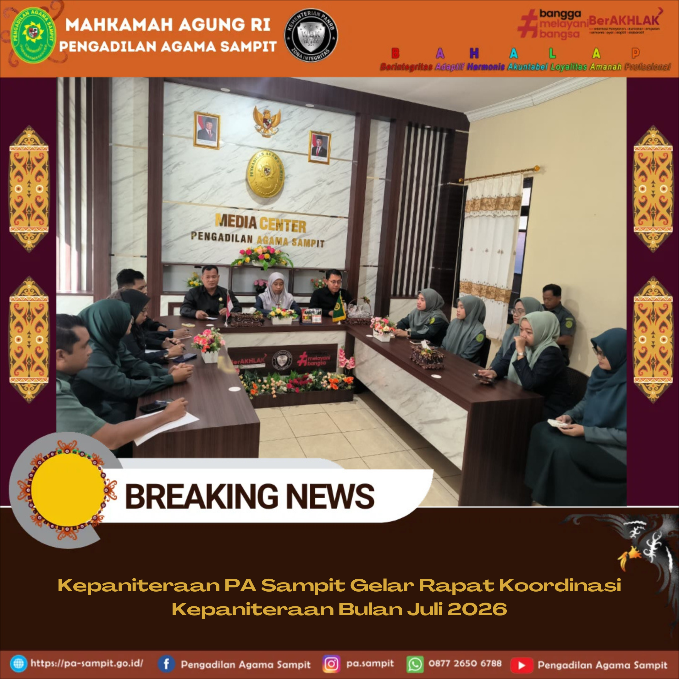 1303. Kepaniteraan PA Sampit Gelar Rapat Koordinasi Kepaniteraan Bulan Juli 2026   