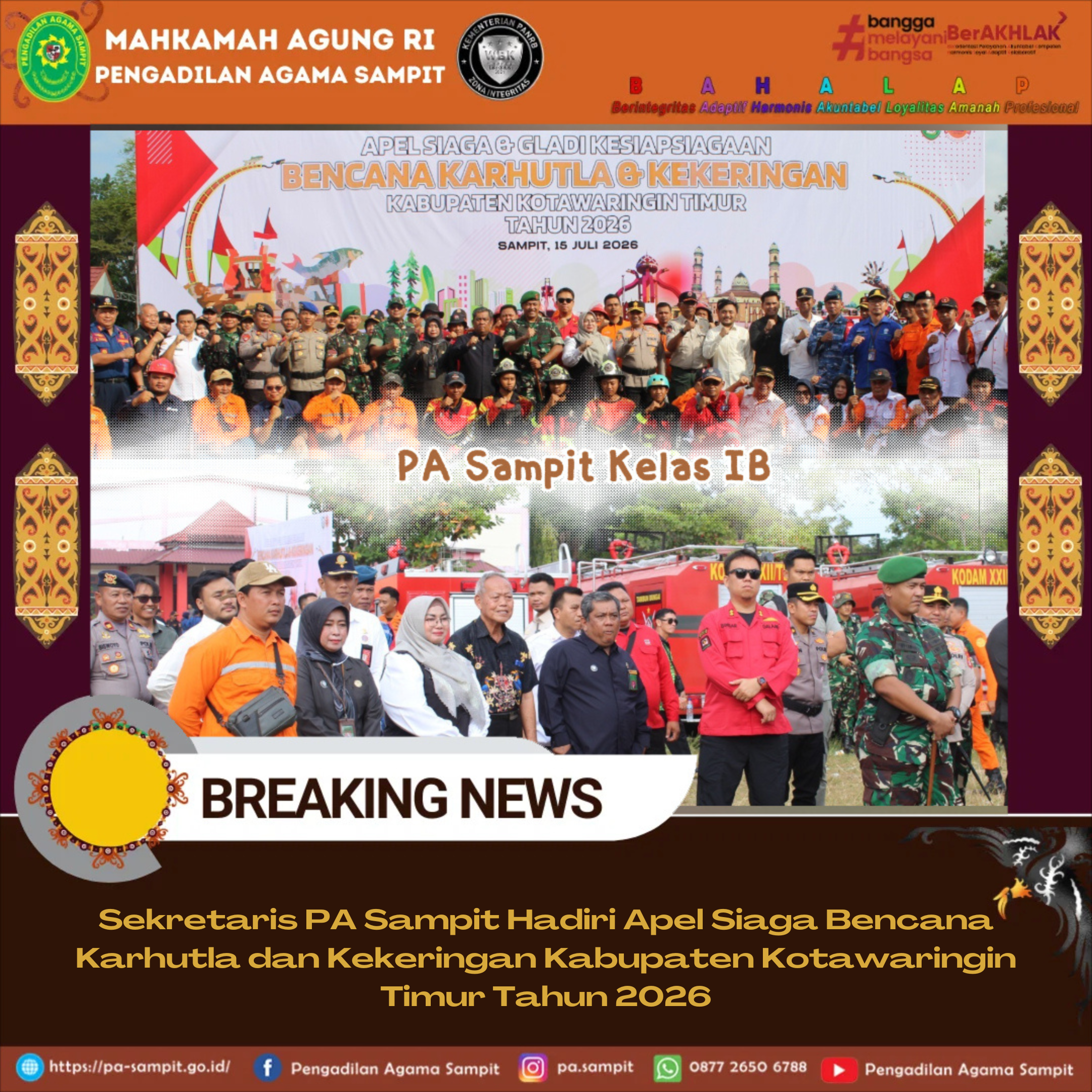 1352. Sekretaris PA Sampit Hadiri Apel Siaga Bencana Karhutla dan Kekeringan Kabupaten Kotawaringin Timur Tahun 2026
