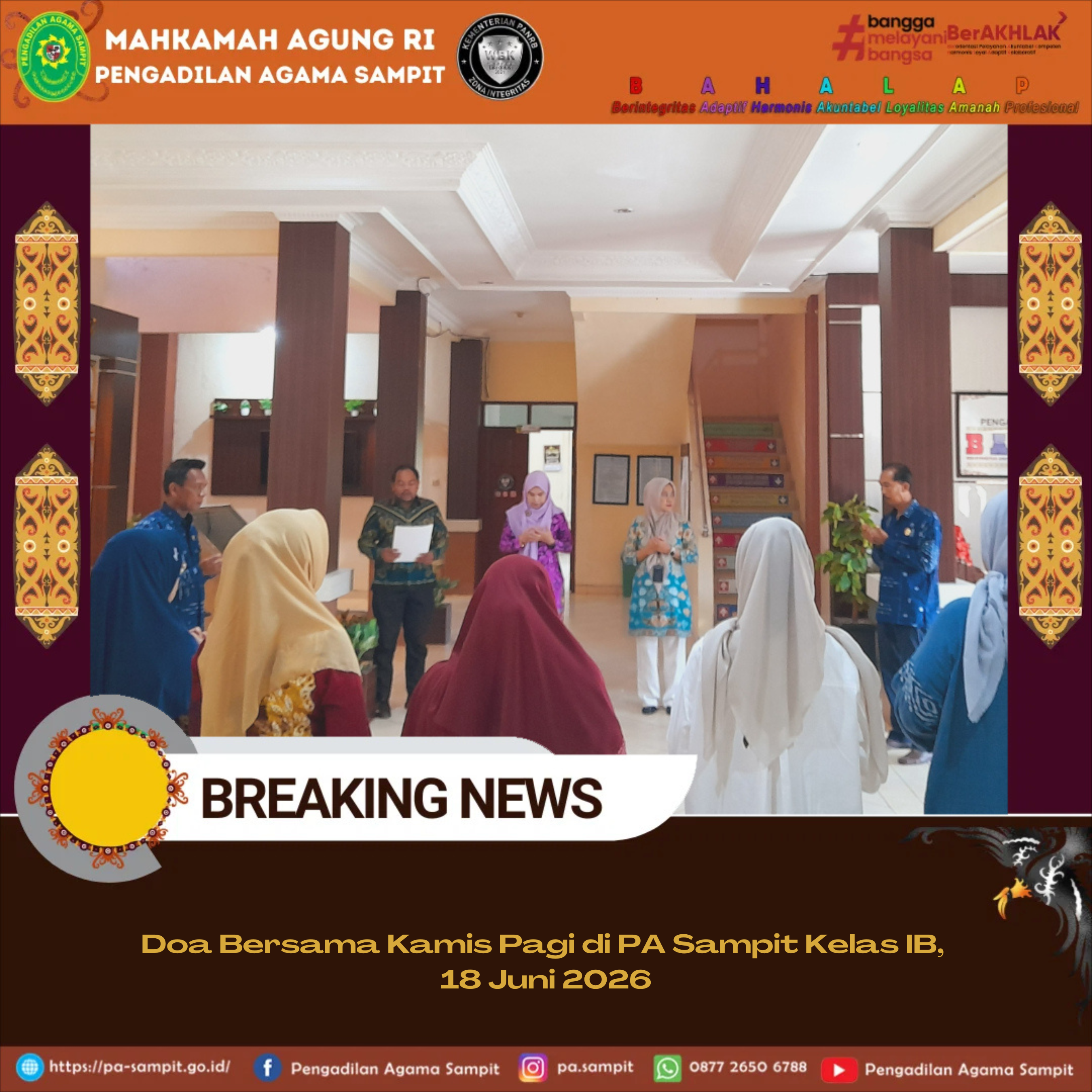 1227. Doa Bersama Kamis Pagi di PA Sampit Kelas IB, 18 Juni 2026